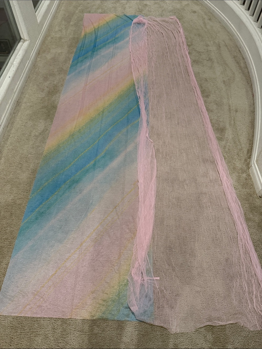 Pastel Rainbow Sheer table runners- Pink & Multi Color